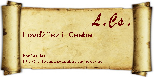 Lovászi Csaba névjegykártya